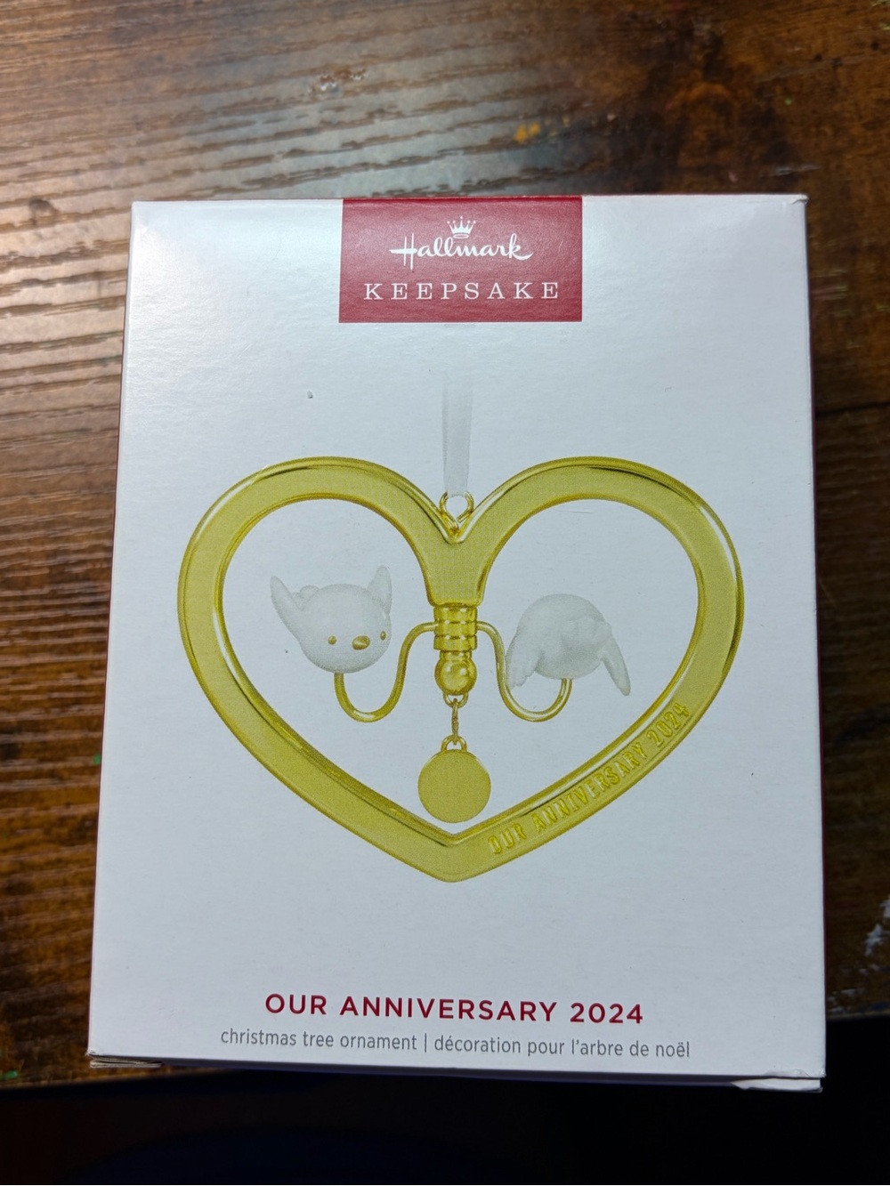 Hallmark Keepsake Our Anniversary 2024 Gold and White Heart Ornament